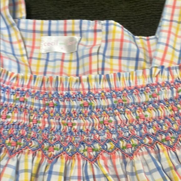 Blue, Yellow and Pink Smocked Ruffled Sundress with Flutter Sleeves - Picture 3 of 7